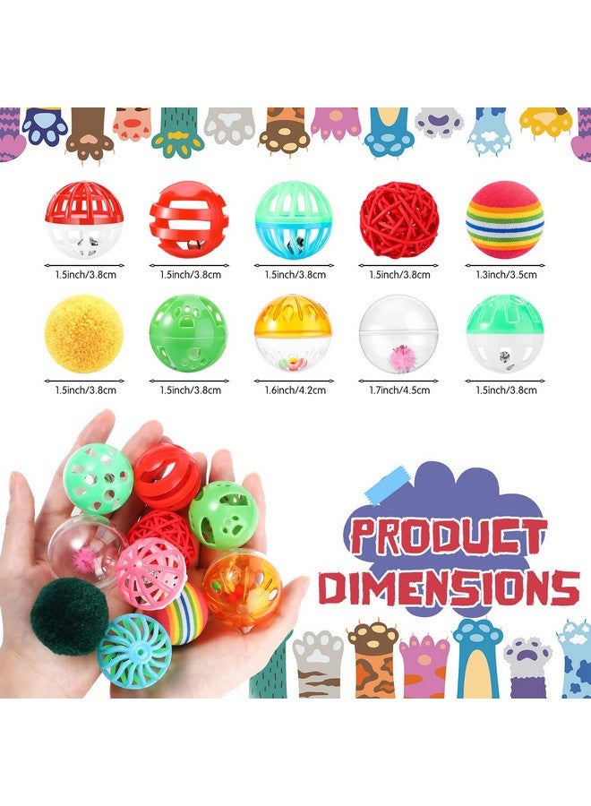 هونغداو ألعاب قطط هونغداو، 100 قطعة، كرات بلاستيكية صغيرة مجعدة، كرات قطط متنوعة مع جرس لمطاردة القطط الصغيرة، ألعاب خشخيشة، ألوان متنوعة - Image 2