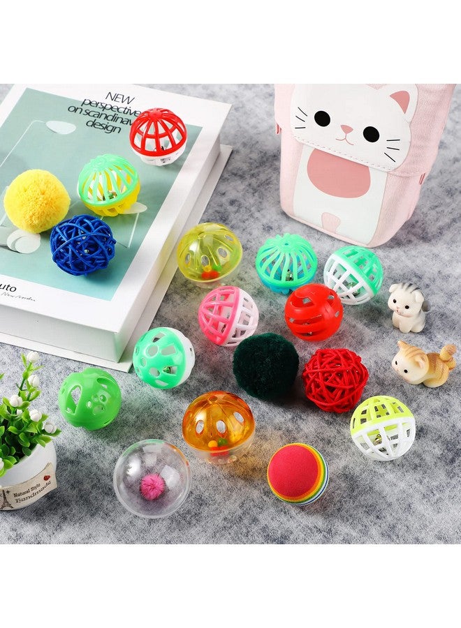 هونغداو ألعاب قطط هونغداو، 100 قطعة، كرات بلاستيكية صغيرة مجعدة، كرات قطط متنوعة مع جرس لمطاردة القطط الصغيرة، ألعاب خشخيشة، ألوان متنوعة - Image 4