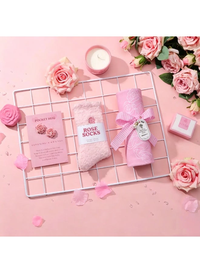 11Pcs Pink Rose Spa Gift Set with 40oz Insulated Car Tumbler & Scented Candle, Women Care Package, Best Birthday & Mother’s Day Gift for Mom, Wife and Friends - Image 3
