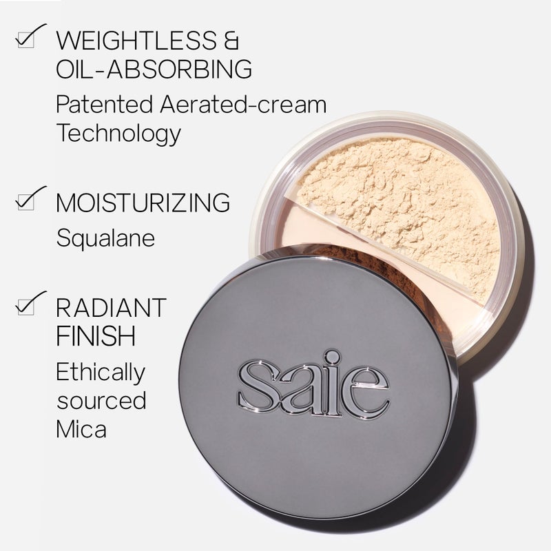 Saie Airset Radiant Loose Setting Powder - Weightless Face Powder to Set, Smooth + Diffuse Face Makeup - Formulated with Hydrating Squalane - Translucent (0.14 oz) - Image 3
