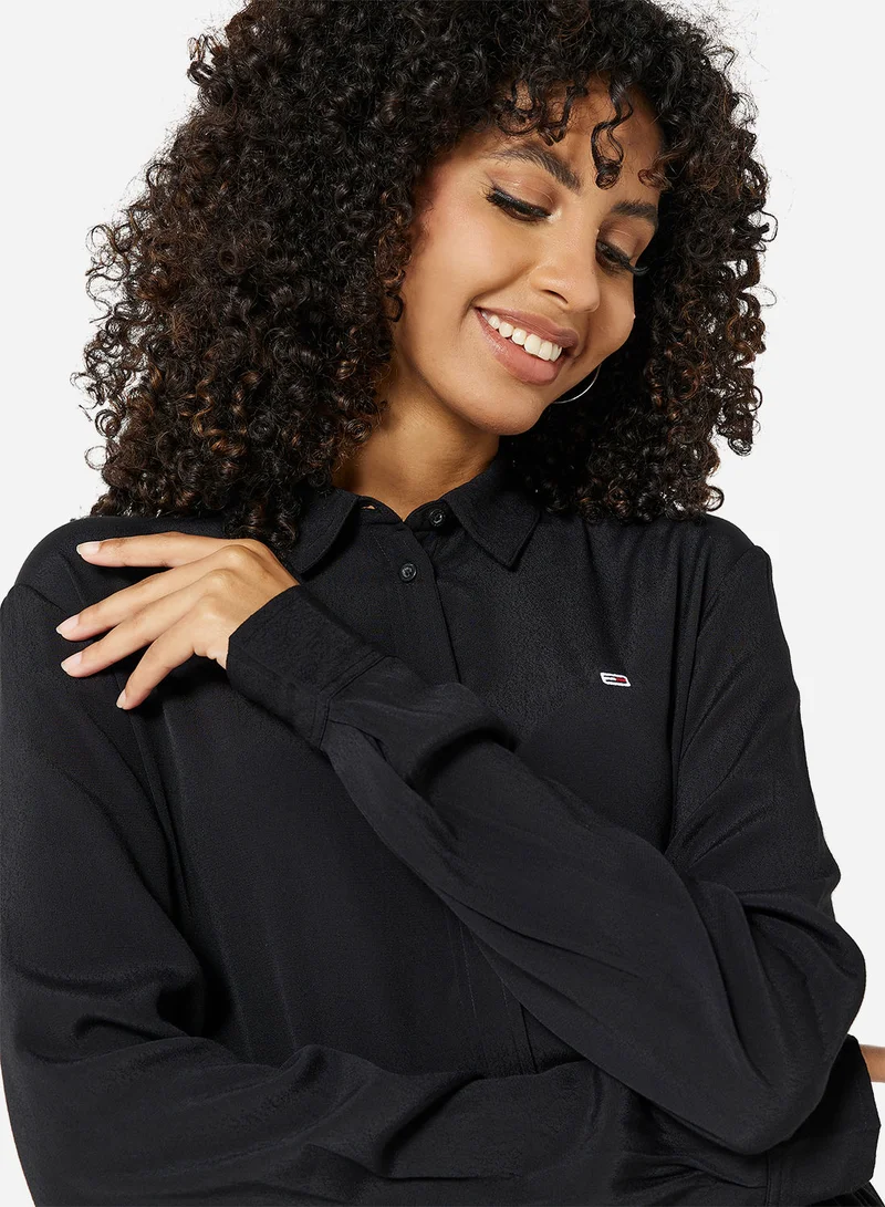 TOMMY JEANS Logo Tiered Mini Shirt Dress