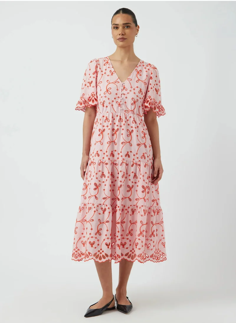 YASKANIKKA 2/4 CONTRAST MIDI DRESS