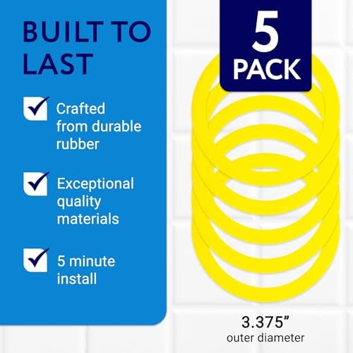 IMPRESA Flush Valve Seal - Durable Rubber & Toilet Gasket Kit - Quick 3-Minute Install & Gasket Replacement - Compatible with Kohler Toilet Tank GP1059291 & Flush Seal Ring - Pack of 5, Yellow - Image 3