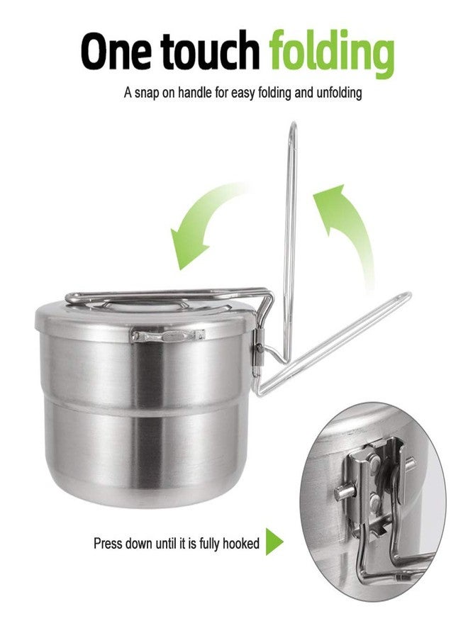 دينبيتيك قدر طهي للتخييم من الفولاذ المقاوم للصدأ من دينبيتك مع غطاء ومقبض قابل للطي، سعة 1.5 لتر، مثالي للتخييم والمشي لمسافات طويلة والنزهات. - Image 5