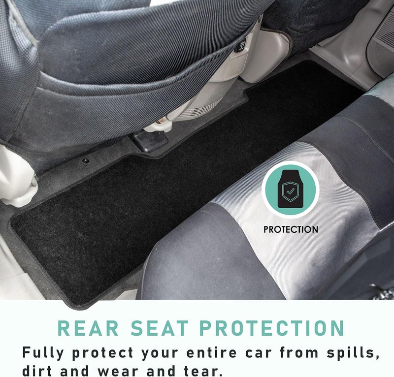 FH Group Automotive Floor Mats Black Carpet Floor Mat for Mini Van and Cars, Universal Fit, All Purpose Car Floor Mats, Carpet Protector Mat for Most Sedan, SUV, Truck Floor Mats, Rear Set - Image 3