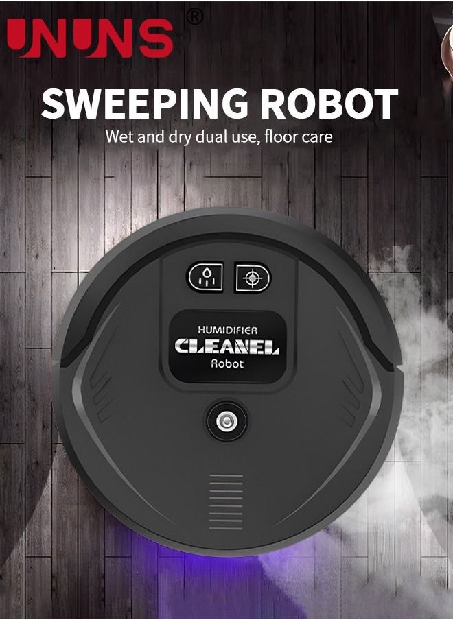 UNUNS - Robot Vacuum Cleaner,2 In 1 Automatic Smart Robotic Sweeping And Mopping,Intelligent Precision Jet Spray Robot Mop With Purple lamp,For Pet Hair,Hard Floor,Carpet - Image 1