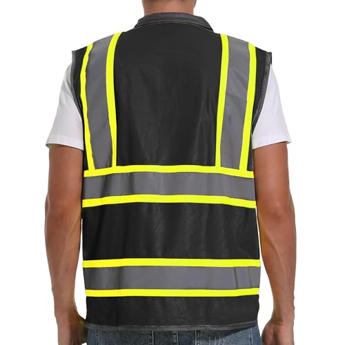ArcRidge Reflective Safety Vest for Men and Women - High Visibility Construction Vest - Dual Tone Reflective Strips (Black, 4X-Large) - Image 4
