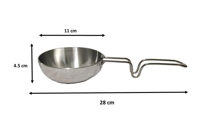 CHILLATAI Aluminium Tedka Pan/Fry pan/Thalippu Karandi with Stainless Steel Handle 11 cm 300 ml - Image 2