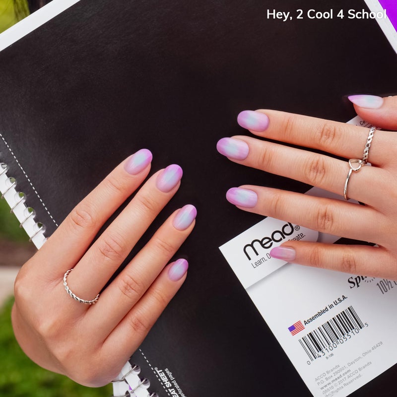 Heyhae Semi Cured Gel Nail Strips | No LED Lamp Needed | Aura, Purple | Easy Apply & Remove, Salon Quality | Includes 28 Strips, 1 Prep Pads, Nail File & Wooden stick - Hey, 2 Cool 4 School - Image 4