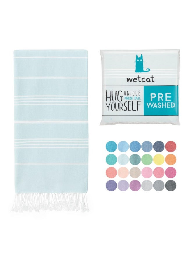 WETCAT Turkish Beach Towel Oversized (38"x71") 100% Turkish Cotton, Made in Turkey - Sand Free, Extra Large, Ultra Soft, Quick Drying, Compact & Lightweight for Travel - Aqua - Image 1