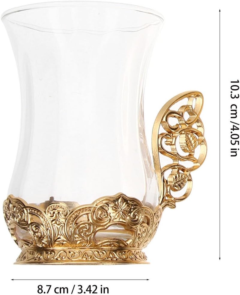PRETYZOOM Turkish Coffee Cup Set with Saucer and Spoon Elegant European Serving Tea Coffee Glassware for Home Office Tea Party Supplies - Image 4