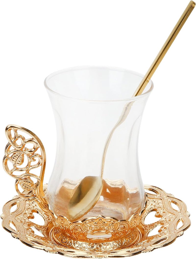 PRETYZOOM Turkish Coffee Cup Set with Saucer and Spoon Elegant European Serving Tea Coffee Glassware for Home Office Tea Party Supplies - Image 1
