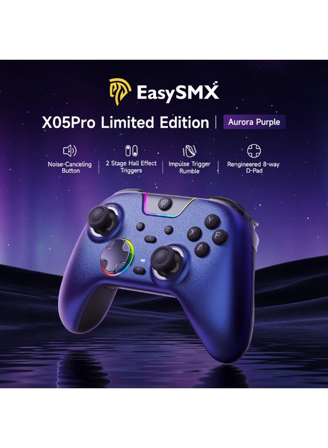 EasySMX Professional Gamepad EasySMX X05 Pro Wireless Game Controller with Charging Dock for PC/Switch/Steam/iOS/Android/Android TV BOX with Dual-Mode Impulse Triggers, Hall Joysticks, Ergonomic Skin-Like Grip, Quiet-Touch Low-Noise Buttons, 1000Hz Polling, 2 Programmable Buttons, RGB, 1000mAh Battery - Image 5