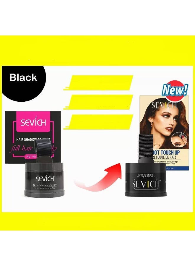 Sevich Instantly Hairline Shadow Hairline Powder Quick Cover Hair Root Concealer Eyebrows & Beard Line Hair Root Touch Up for Thinning Hairline Windproof & Sweatproof (Black) - Image 1