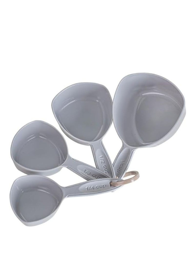 Plastic 4 piece measuring cup spoon set used in dry and liquid ingredients kitchen cake baking cooking measurements cup accessories tools comes with 1, 1/2, 1/3, 1/4 cup size grey  - Image 1
