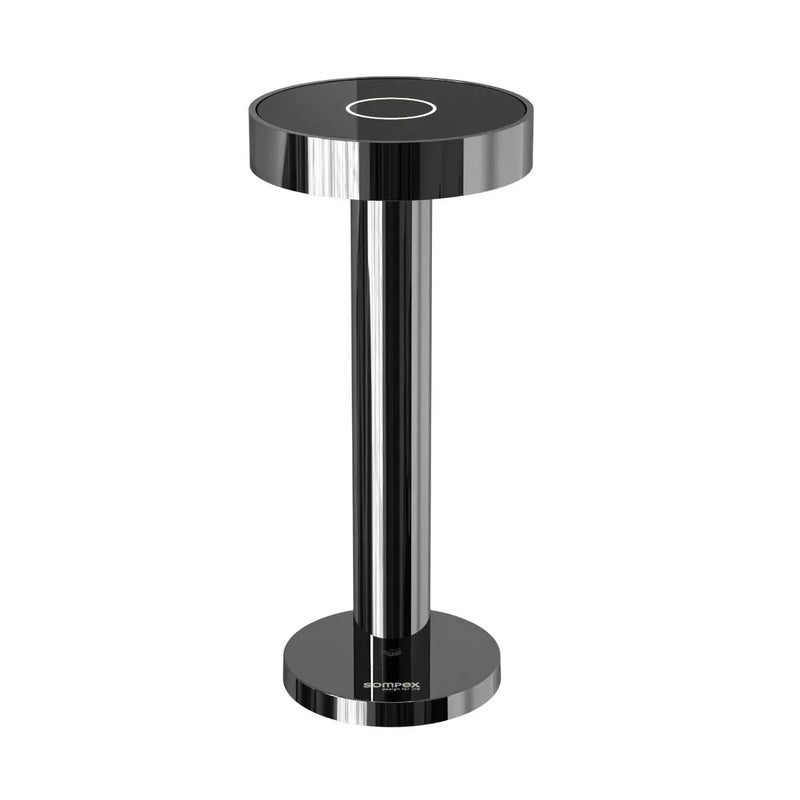 Sompex Boro Rechargeable Table Lamp Glossy Finish | 2 warm white light colours | Stepless touch dimmer | IP65 (water-resistant) | indoors and outdoors Uses | Aluminium Matrial | H 20 cm - Space Grey - Image 1
