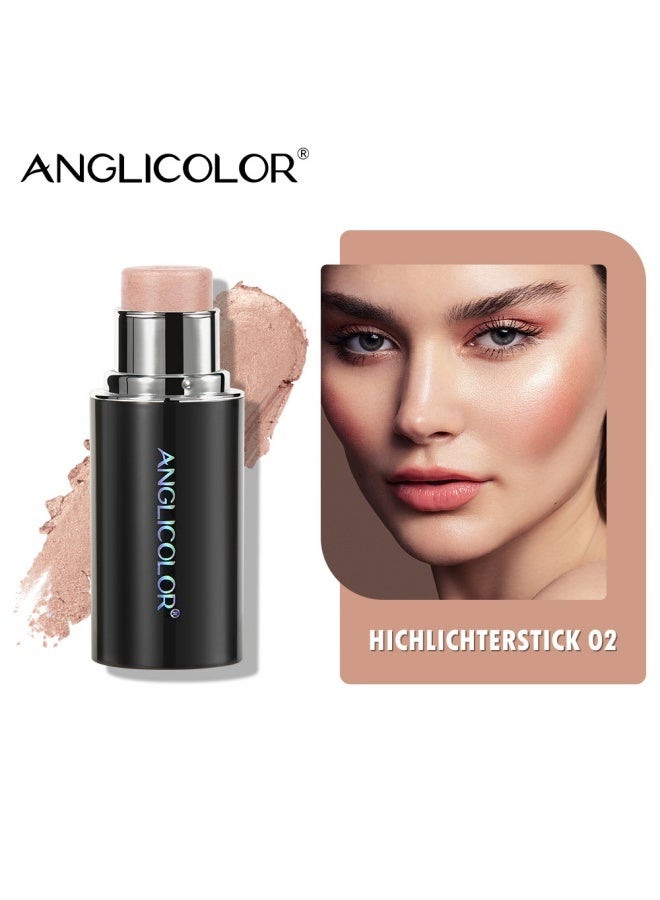 Anglicolor Natural Contouring Stick, Waterproof Highlighter Stick, Multi-functional 3D Blush Stick, Long-lasting Color, Moisturizing and Hydrating (HICHLICHTERSTICK 02) - Image 1