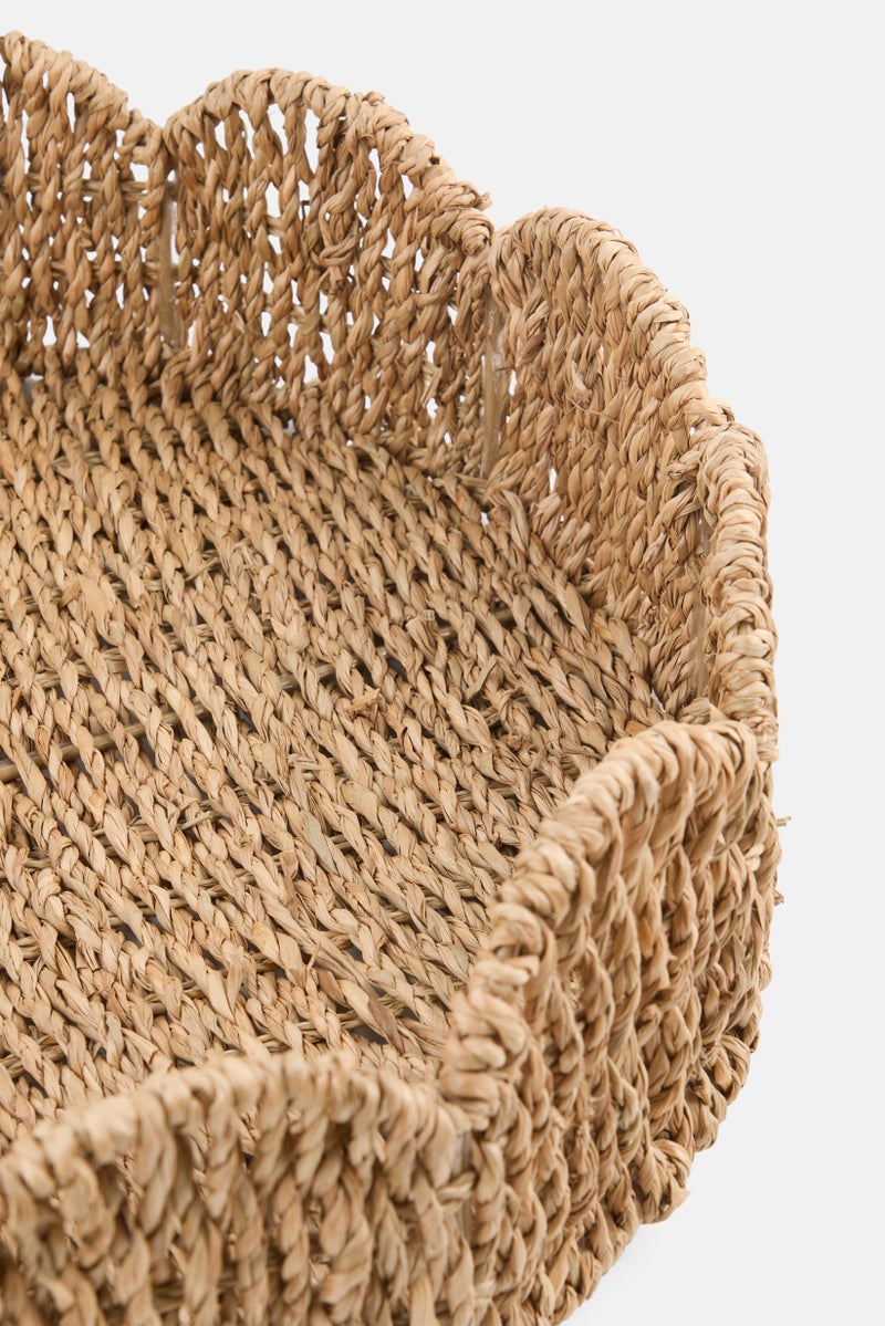 Muy Mucho Round Decorative Tray With Waves, Tan - Image 3