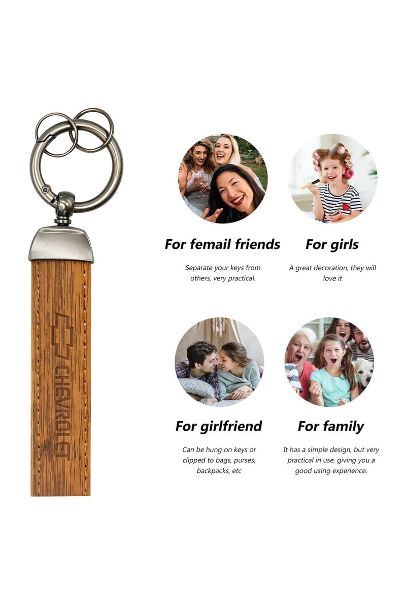 Chevrolet Car Key Chain Super Finish Metal Ring PU Leather Strap Keychain Home Key Chain Car Keychain Chevrolet - 1Pcs - Image 4