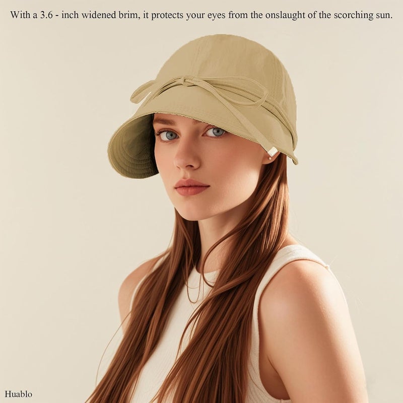 huablo Womens Sun Hat Wide Brim UPF 50+ UV Protection Foldable Packable Sun Shield Hat for Women, Ponytail Outdoor Fishing Hat - Image 2