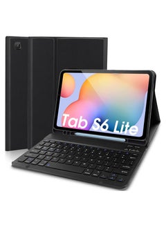 ELTRAZONE Keyboard Case for Samsung Galaxy Tab S6 Lite 10.4'' (SM-P610/P615/P613/P619,2020/2022), Lachesis Business Leather Folio Cover with Detachable Magnetically Bluetooth Keyboard with S-Pen Holder, Black  - Image 1