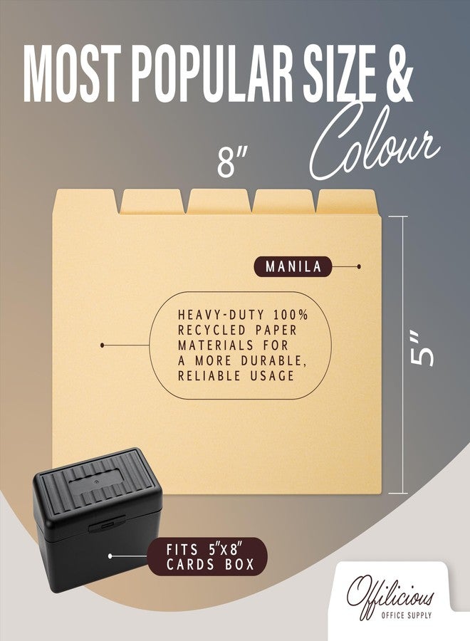 OFFILICIOUS 25 Heavyweight Manila Index Card Box Dividers with Tabs & 108 Stickers, Alphabetical File Dividers for 5x8 Index Card Box - Image 3
