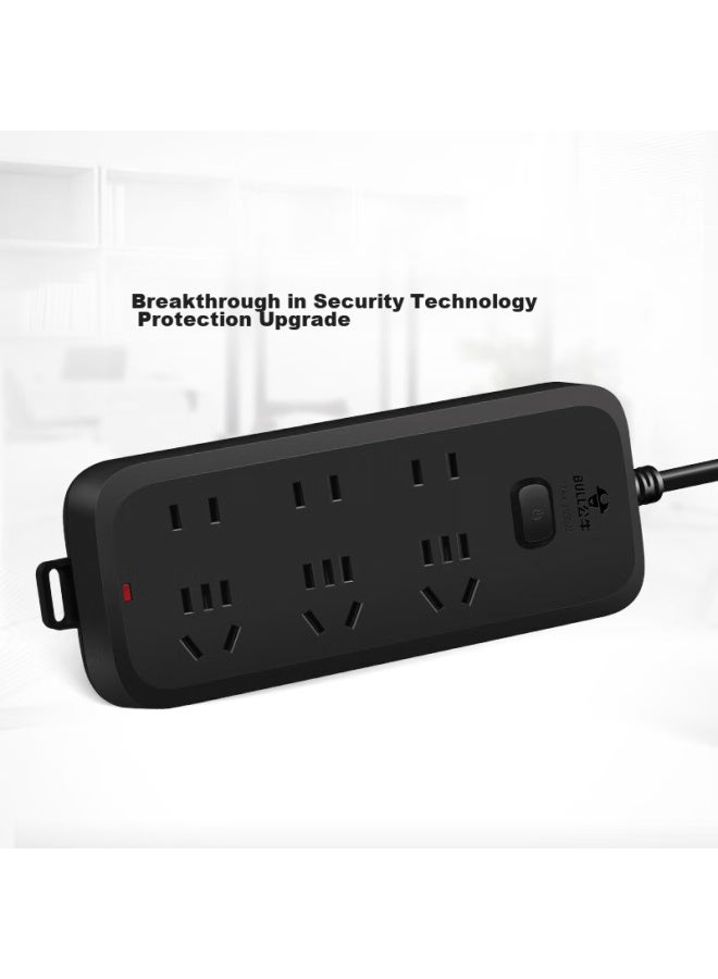 Bull Power Strip/extension Cord/power Bar/power Strip/power Board/long Cord, Black Matte Finish, 6 Outlets With Master Switch, 1.8 Meters Long, Gn-b8330h - Image 2