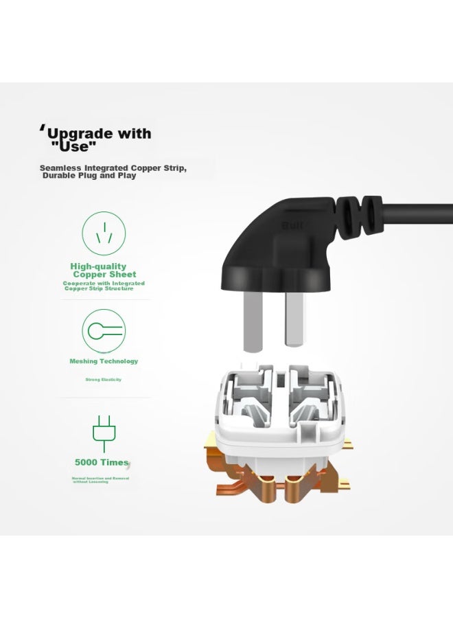 Bull Power Strip/extension Cord/power Bar/power Strip/power Board/long Cord, Black Matte Finish, 6 Outlets With Master Switch, 1.8 Meters Long, Gn-b8330h - Image 4