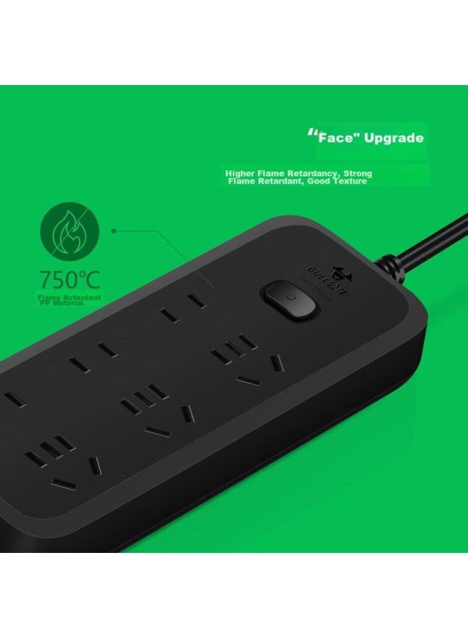Bull Power Strip/extension Cord/power Bar/power Strip/power Board/long Cord, Black Matte Finish, 6 Outlets With Master Switch, 1.8 Meters Long, Gn-b8330h - Image 3