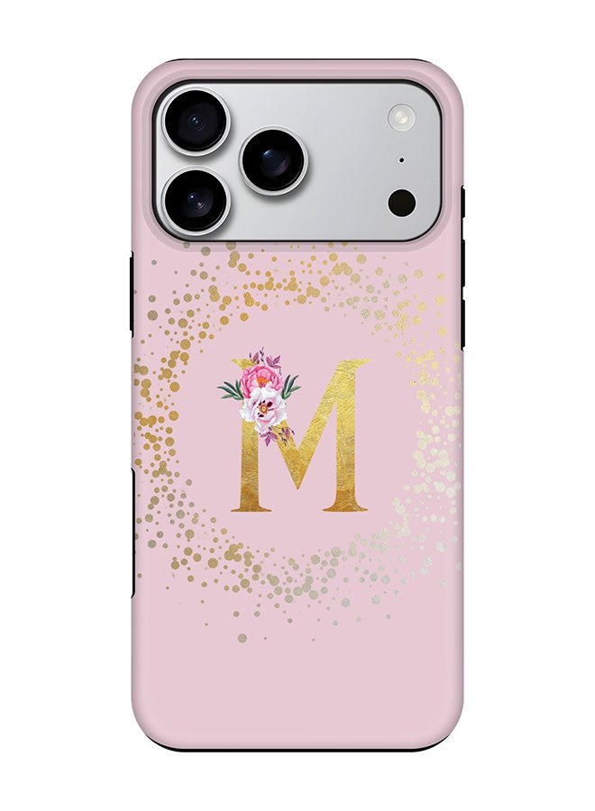 Stylizedd Tough Pro Magnetic Case for iPhone 17 Pro Max, Dual Layer hybrid PC + TPU Mobile Cover Matte - Custom Monogram Floral - M  (Pink ) - Image 1
