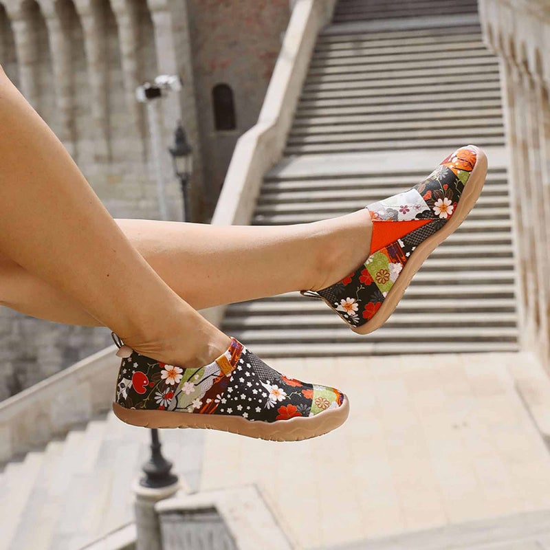 UIN Blossom Women's Fashion Floral Art Sneaker Painted Canvas Slip-On Ladies Travel Shoes (Hana, 5) - Image 5