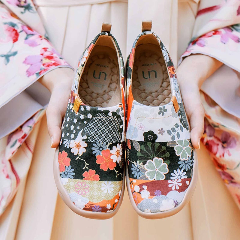 UIN Blossom Women's Fashion Floral Art Sneaker Painted Canvas Slip-On Ladies Travel Shoes (Hana, 5) - Image 2