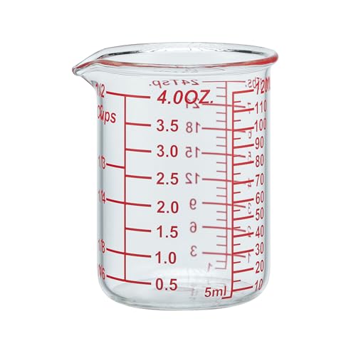 Ackers BORO3.3 120 ML/4OZ High Borosilicate Glass Measuring Cup-V-Shaped Spout,Glass Measuring Beaker for Kitchen or Restaurant, Easy to Read(SINGLE) - Image 1