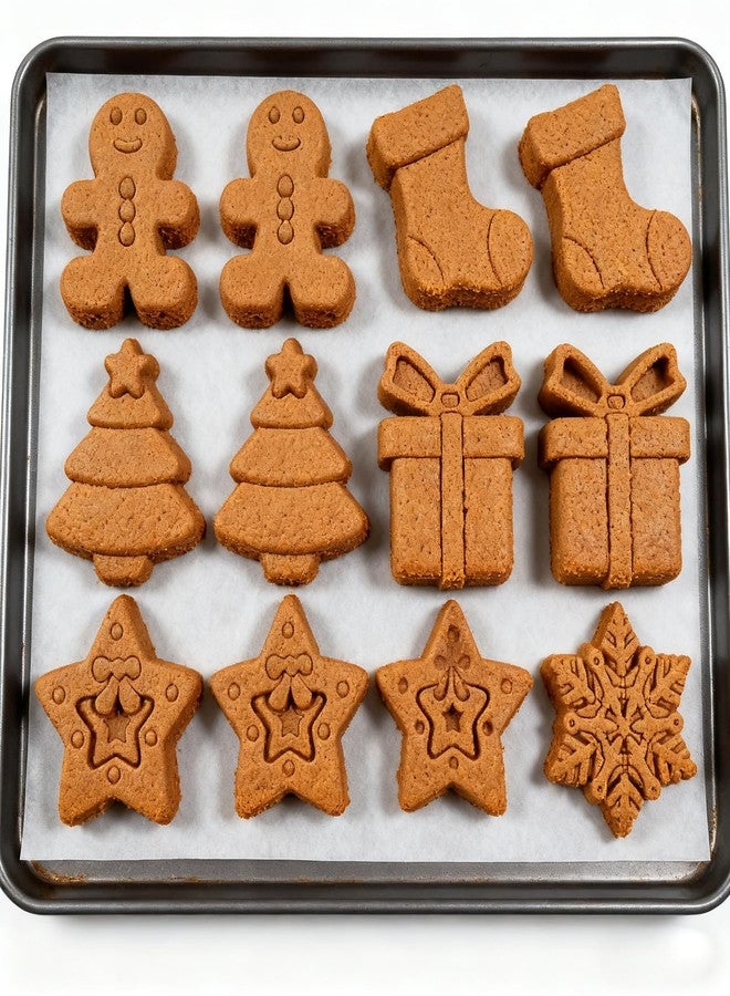 LLPMutu 2PCS Christmas Silicone Molds Christmas Soap Molds Christmas Molds Silicone Xmas Tree Snowflake Gingerbread man Gift Sock Star Baking Mold for Making Chocolate Candy Cake Cookie JelloIces Soap Candles - Image 2