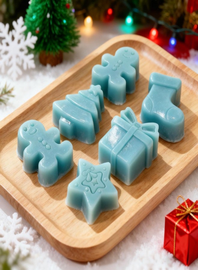 LLPMutu 2PCS Christmas Silicone Molds Christmas Soap Molds Christmas Molds Silicone Xmas Tree Snowflake Gingerbread man Gift Sock Star Baking Mold for Making Chocolate Candy Cake Cookie JelloIces Soap Candles - Image 5