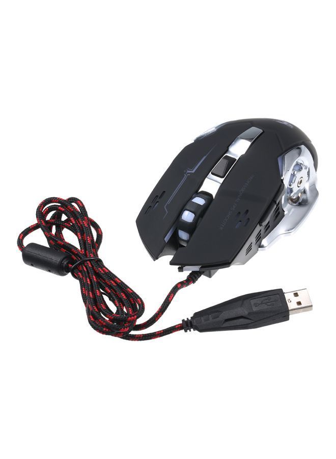 NIBEMINENT 6-Button Wired Gaming Mouse Black/Silver 