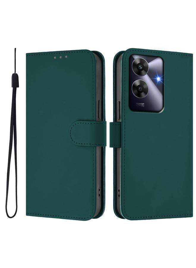 S-TOP Case For Realme Note 60 4G Global Skin Feel Solid Color Leather Phone Case with Lanyard - Image 2