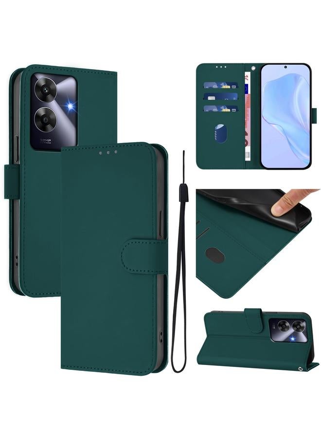 S-TOP Case For Realme Note 60 4G Global Skin Feel Solid Color Leather Phone Case with Lanyard - Image 1