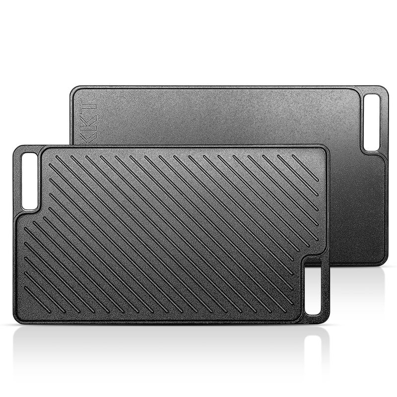 MGKKT 1Piece 1650 Inch Cast Iron Griddle Plate  Reversible PreSeasoned Cast Iron Grill Pan for Gas Stovetop  Double Sided Used on Open Fire  in Oven  PreCoated With Oil