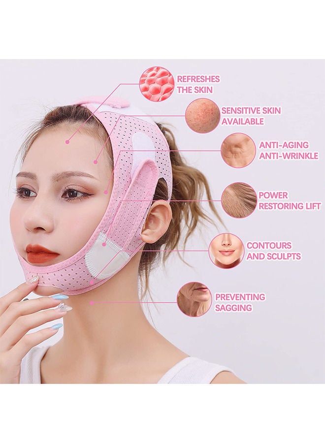 Depend Double Chin Reducer - Face Slimming Strap - V Line Lifting Mask Strap For Women And Men - Anti-Wrinkle Skin - Pink - Image 2
