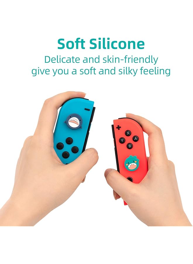 GEEKSHARE 4Pcs Cute Shark Thumb Grip Caps Soft Silicone Joystick Cover Compatible With Switch/Oled/Switch Lite - Image 4