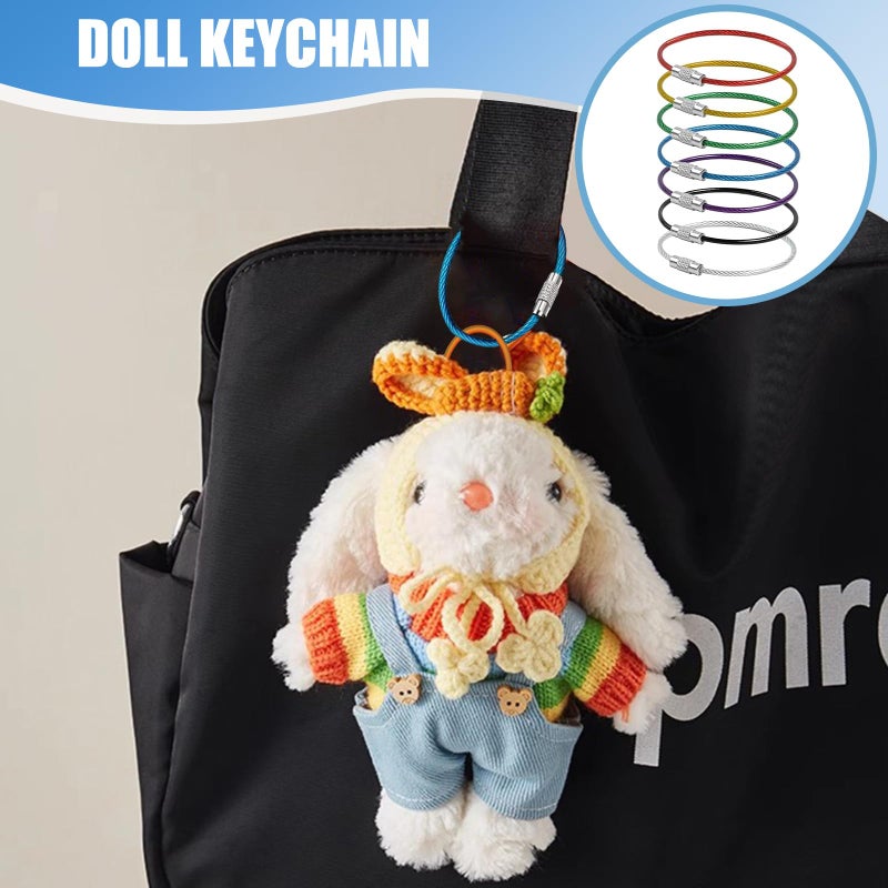 Wiratca 14 PCS Wire Keychain Cable Key Ring, 5.91 Inches Large Key Ring for Luggage Tags Loops, Stainless Steel Locking Key Rings-7 Color - Image 5