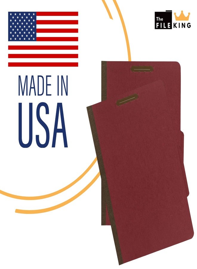 The File King Pressboard Classification Ruby Red Partition File Folder | Legal Size - Box of 10 | Two Dividers | Six 2” Durable Fastener Prongs | 2/5 Cut Top Tab | 2” Expansion - Image 5