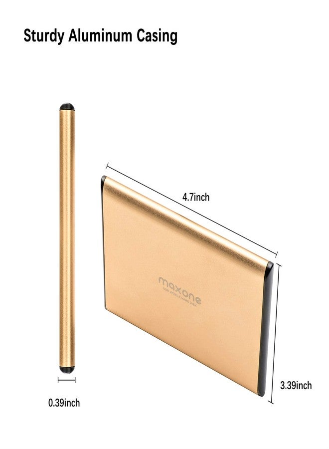 Maxone 500GB Ultra Slim Portable External Hard Drive HDD USB 3.0 for PC, Mac, Laptop, PS4, Xbox one - Gold - Image 2