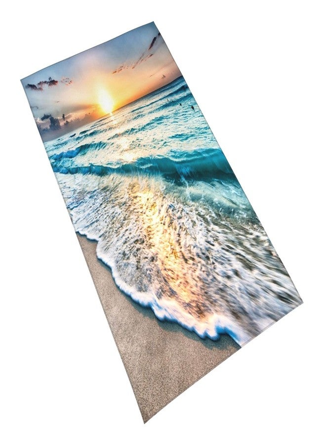 COVASA Hand Towels for Bathroom,Set of 2,Tropical Sea Beach Ocean Waves Seaside Scene Island Hawaiian Sunrise Theme,Microfiber Soft Highly Absorbent Face Towel for Hotel Spa,15.7"x27.5" - Image 3