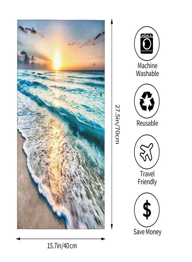 COVASA Hand Towels for Bathroom,Set of 2,Tropical Sea Beach Ocean Waves Seaside Scene Island Hawaiian Sunrise Theme,Microfiber Soft Highly Absorbent Face Towel for Hotel Spa,15.7"x27.5" - Image 5