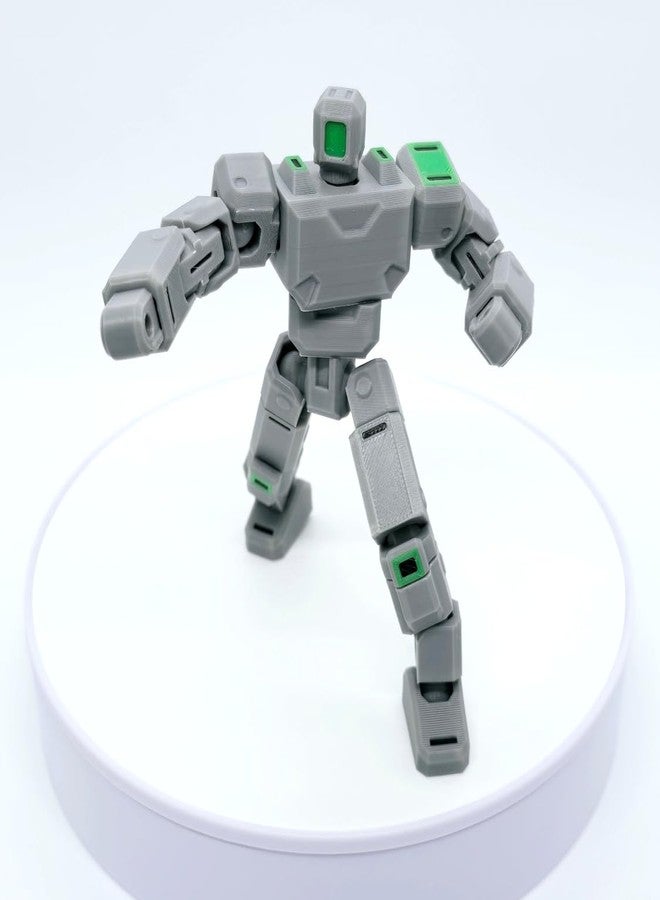 لعبة روبوت ثلاثية الأبعاد قابلة للتحريك من ثري دي كيوبز - نموذج محارب آلي قابل للتحريك بالكامل للأطفال وهواة الجمع | لعبة روبوت خيال علمي بمفاصل متحركة | رمادي وأخضر - Image 4