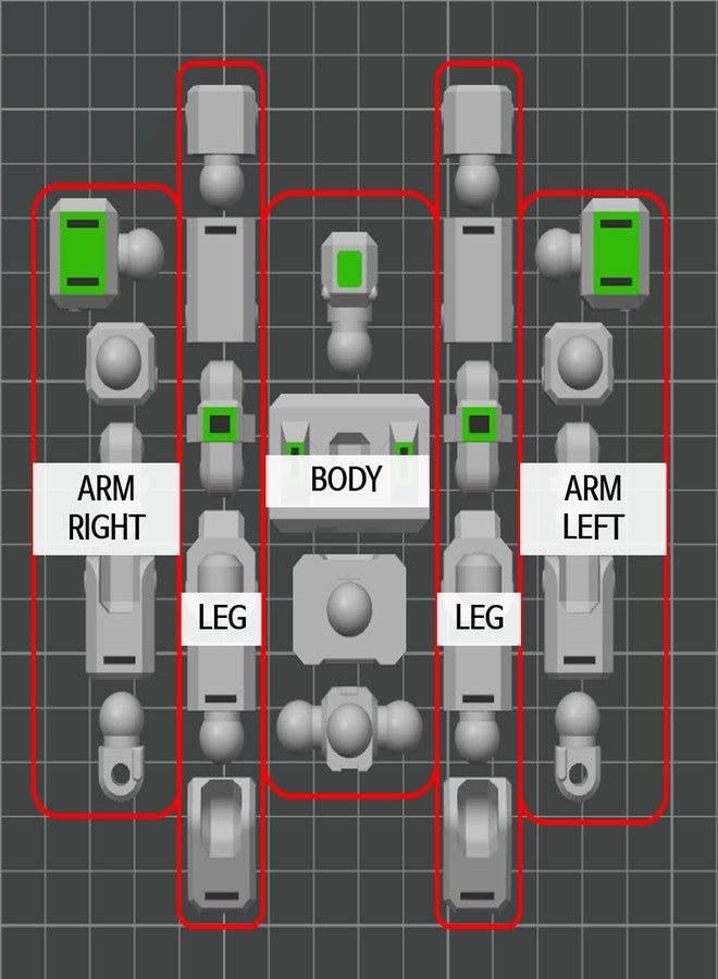 لعبة روبوت ثلاثية الأبعاد قابلة للتحريك من ثري دي كيوبز - نموذج محارب آلي قابل للتحريك بالكامل للأطفال وهواة الجمع | لعبة روبوت خيال علمي بمفاصل متحركة | رمادي وأخضر - Image 5
