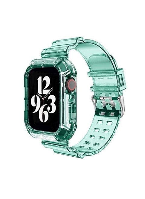 Compatible with Apple Watch Band 49mm for Women and Men, Clear Design Silicone Wristband Strap for iWatch Ultra 2/1 Transparent Green