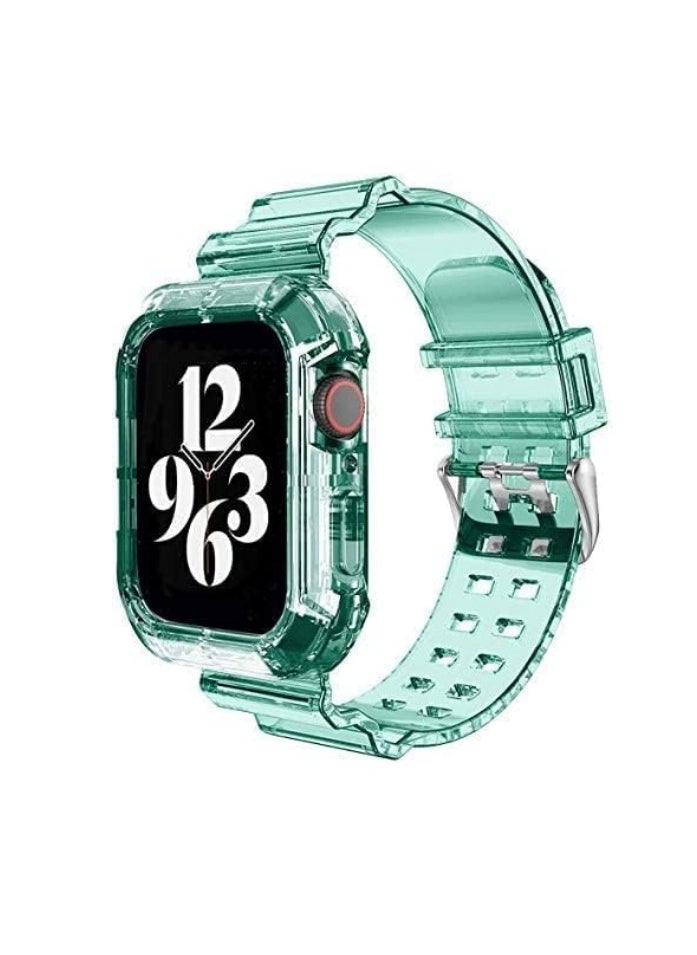 Generic - Compatible with Apple Watch Band 49mm for Women and Men, Clear Design Silicone Wristband Strap for iWatch Ultra 2/1 Transparent Green - Image 1
